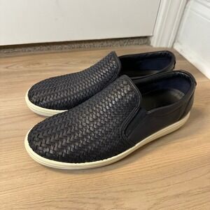 ECCO Women's Navy Leather SOFT 7 WOVEN 2.0 Slip On Loafers US 9-9.5 EU 40